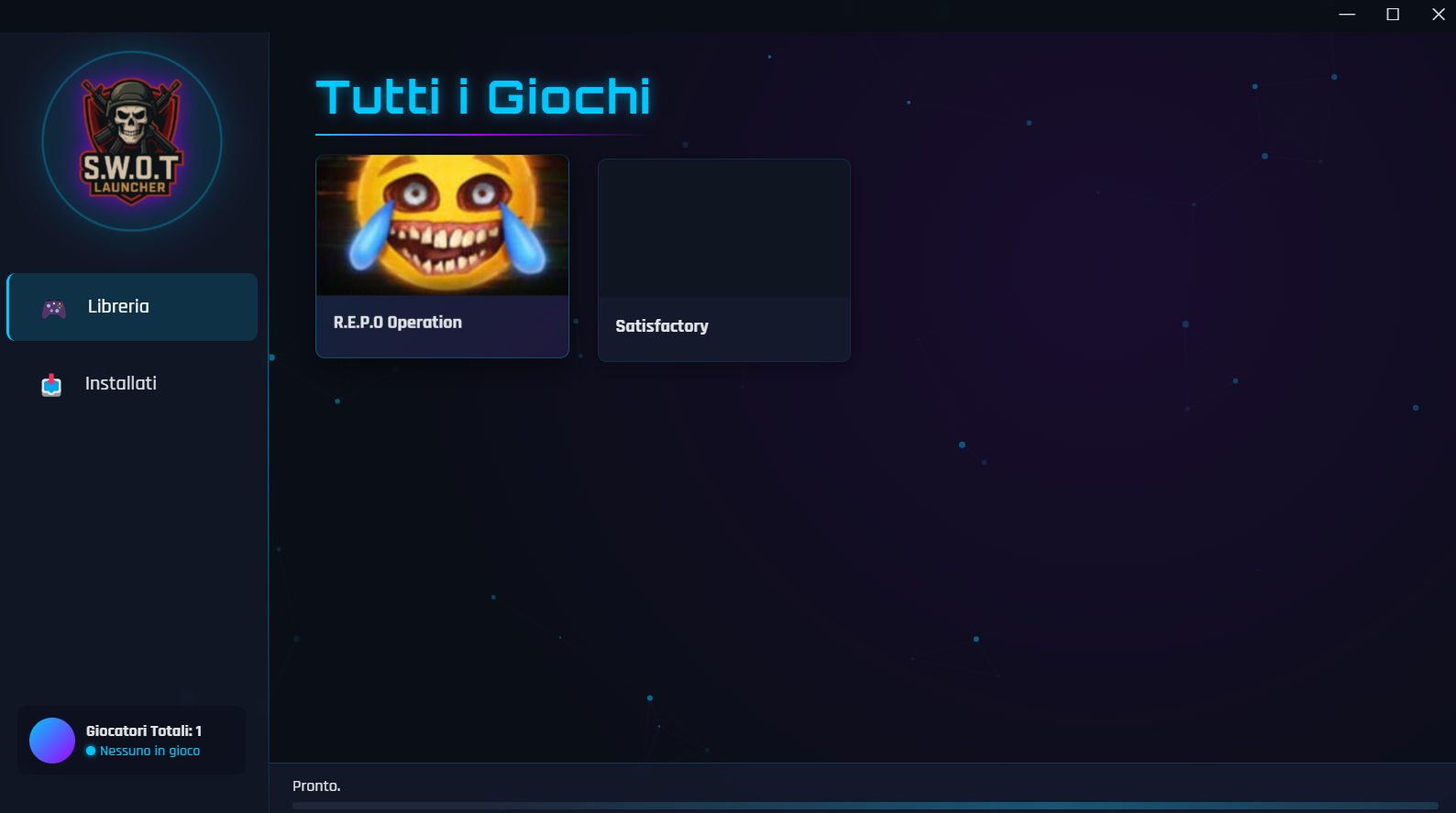 Interfaccia di SWOT-GAME Launcher